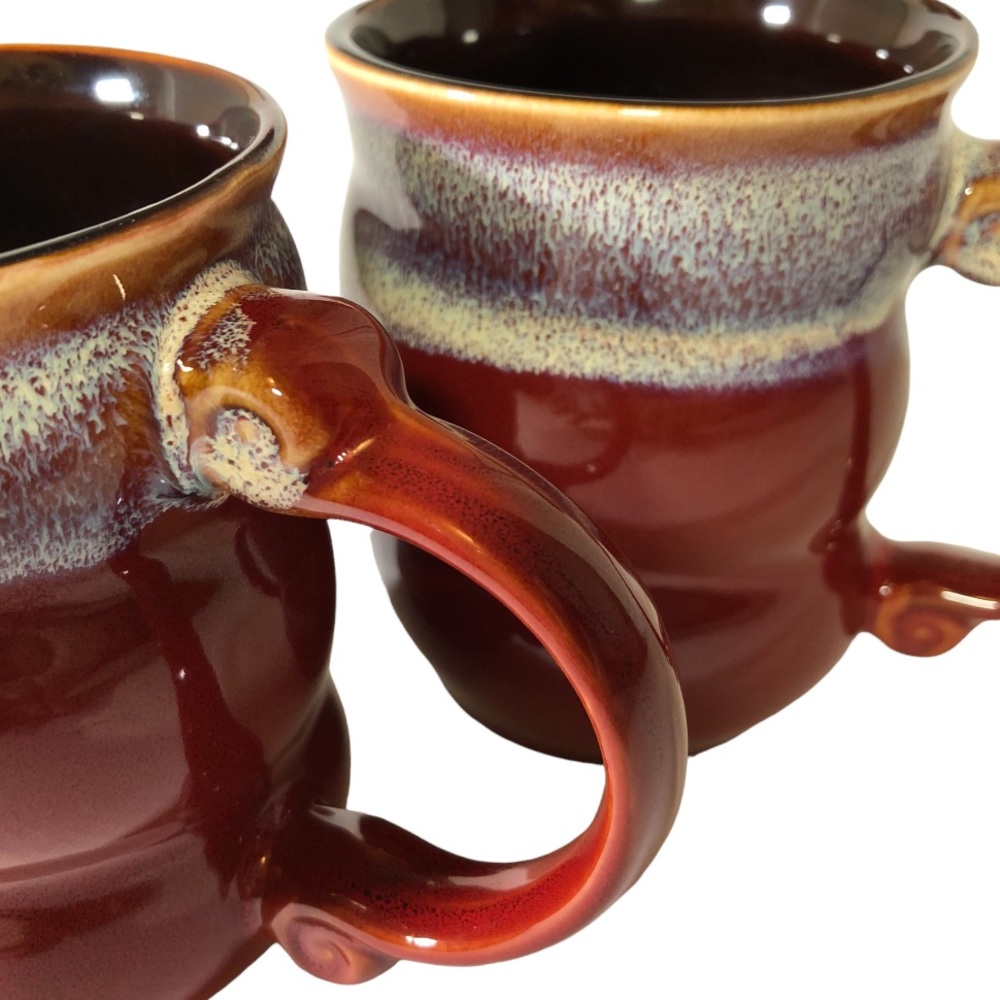 Retro Drip Glaze Mug Set Coffee Tea Speckle Brown Lavender Ivory